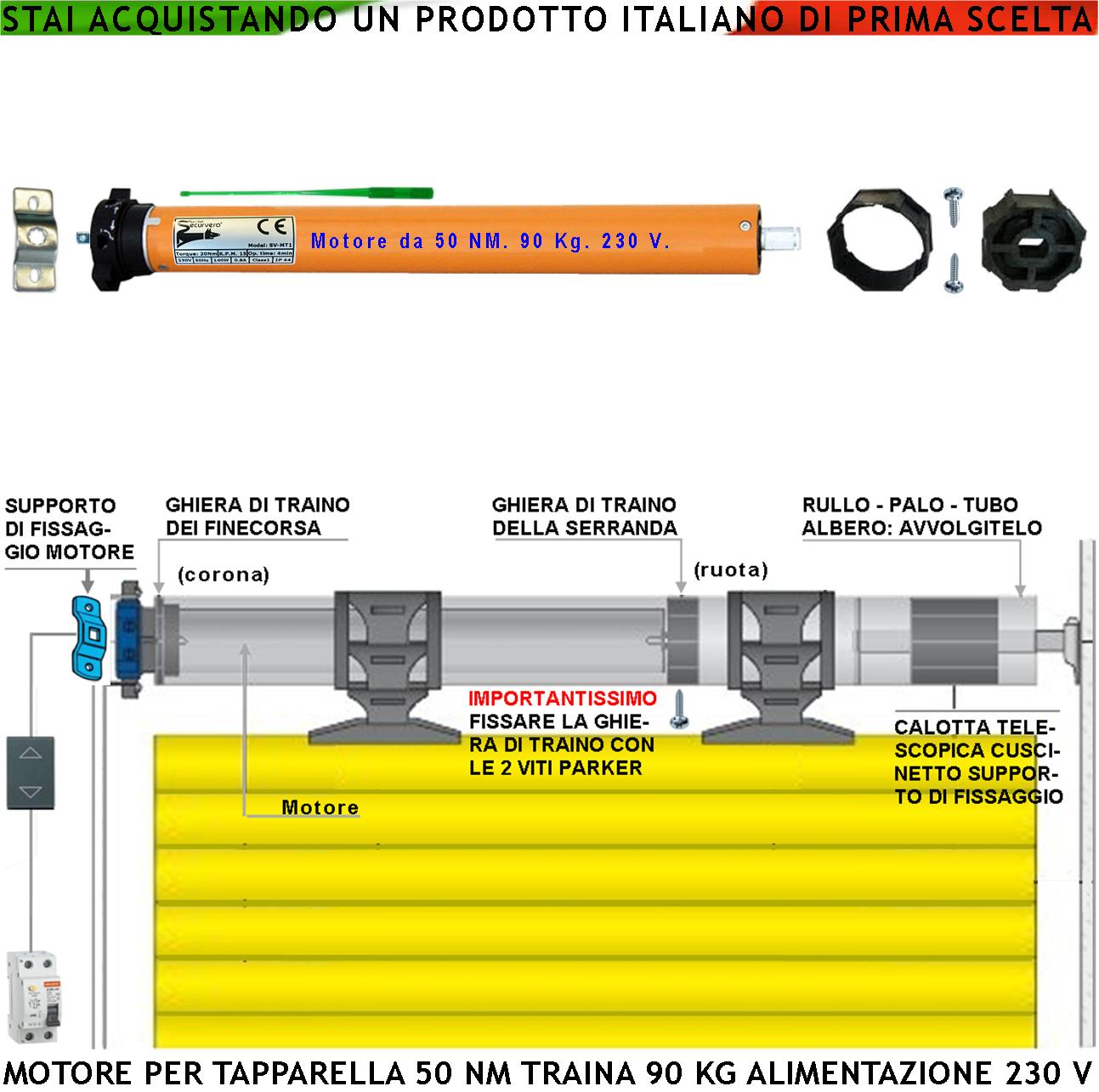 MOTORE ELETTRICO AUTOMAZIONE TUBOLARE PER SERRAMENTI AVVOLGIBILI TAPPARELLE  TENDE DA SOLE 500 KG 330 NM