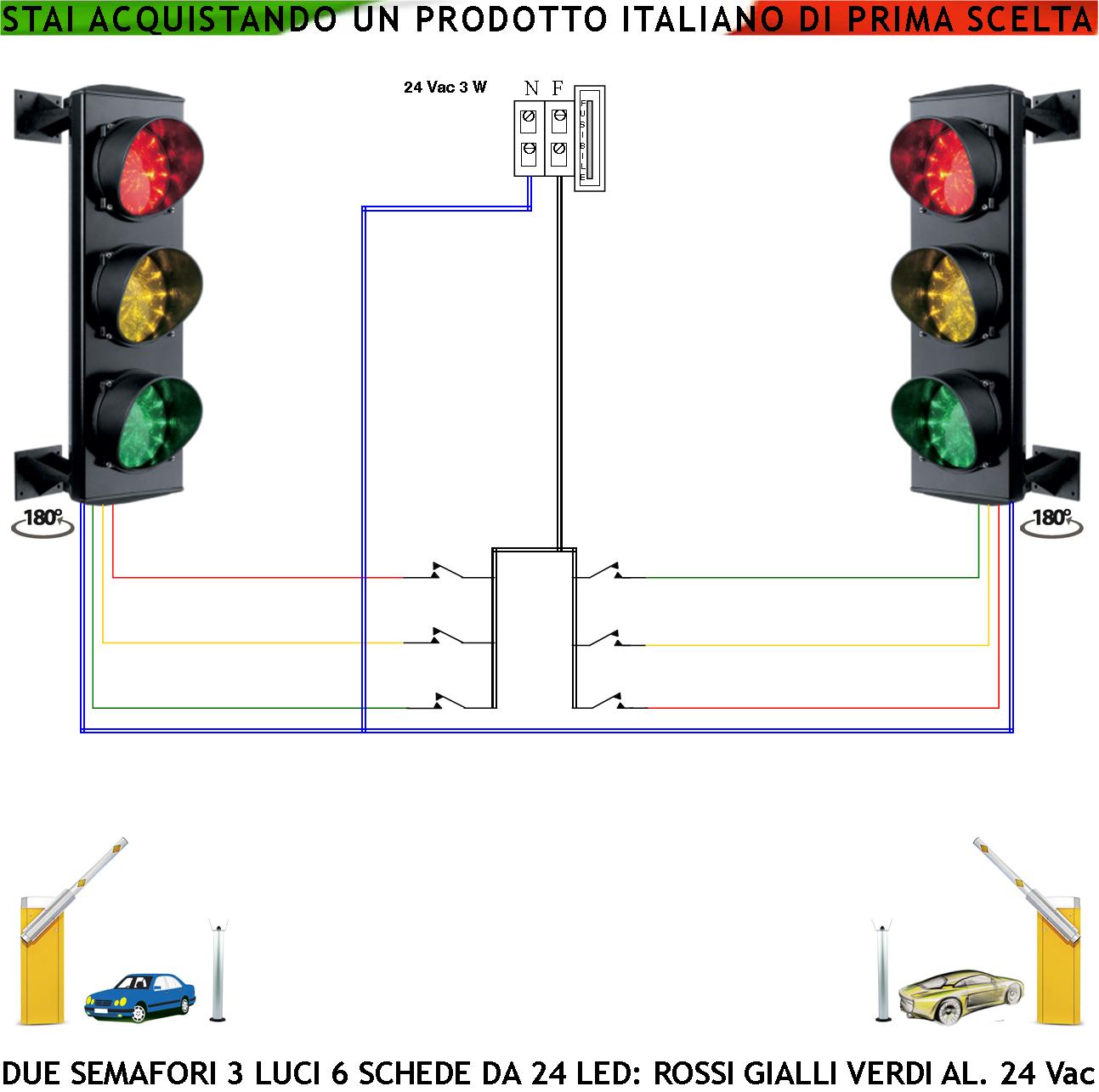 Pesa Automezzi Semaforo 3 Luci 24 Led Rossi 24 Gialli 24 Verdi 230 V 50 Hz  IP65