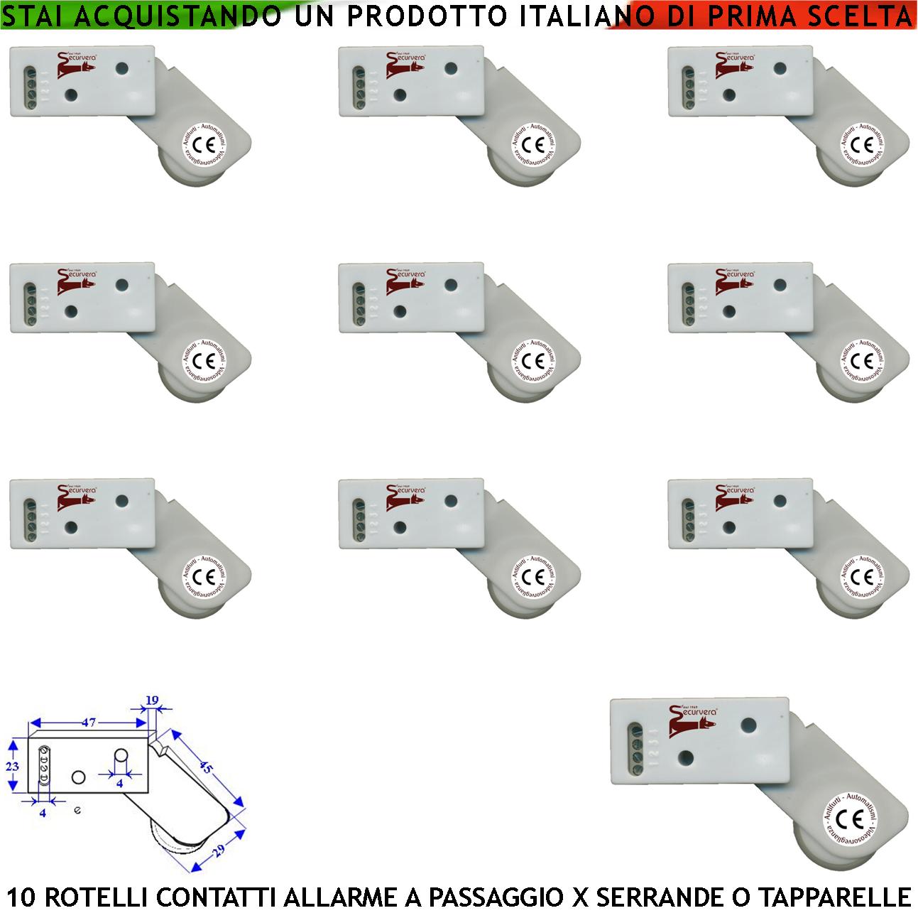 Antifurto Contatto per Serranda 10 Pezzi Rotello Protegge la Tapparella dal  Sollevamento la Rotella Antiusura Spinta da Molla Muove lo Switch che  Genera Impulsi Veloci 50 mS Necessita di Conta Impulsi Dimensioni